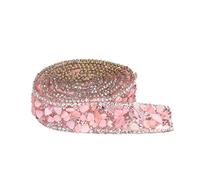 Ruban en Strass, 2.2 Yard Rose Diamant Maille Wrap Roll Sparkle Cristal Ruban de strass autocollant 2cm x 2m pour l'artisanat de Couture Vêtements Clip de Cheveux Collier Décoration