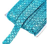 Ruban en tissu à paillettes, Garniture en dentelle à paillettes multicolores, 10 pièces, 5 mètres, 20mm, for l'artisanat, la couture(Cyan,10Meters)