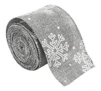 Ruban en tissu de Noël de 2 mètres, 6 à 3 cm de large, conçu pour la taille du sapin, la fabrication de nœuds et les travaux manuels décoratifs de vacances (gris)