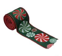 Ruban en tissu polyester avec bord métallique pour emballage de cadeaux de Noël, nœuds à faire soi-même et décoration de fête de vacances, 6 x 3 cm x 5 m (D)