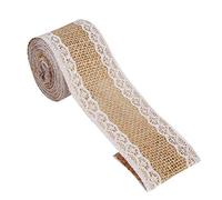 Ruban en toile de jute naturelle avec décorations en dentelle, style rustique, décoration artisanale pour fête de mariage, chemin de table en jute (1)