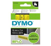 Ruban étiqueteuse Dymo fond jaune écriture noire 12 mm x 7 m