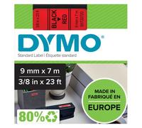 Ruban étiqueteuse Dymo fond rouge écriture noire 9 mm x 7 m