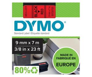 Ruban étiqueteuse Dymo fond rouge écriture noire 9 mm x 7 m