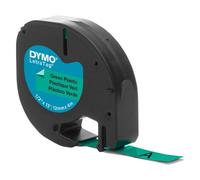 Ruban étiqueteuse plastique Dymo Letratag S0721640 fond vert écriture noire 12 mm x 4 m