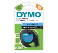 Ruban étiqueteuse plastique Dymo Letratag S0721650 fond bleu écriture noire 12 mm x 4 m