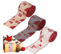 Ruban filaire de Noël, ruban de guerre de Noël, pour chute, 3 rouleaux à paillettes, automne Halloween Tree Trimming Wreath Making Door Decor Table Centrale Party Favor Wedding