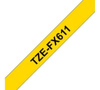 Ruban flexible Brother TZe-FX611 / TZEFX611, noir sur jaune, 6 mm x 8 m