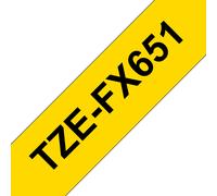 Ruban flexible Brother TZe-FX651 / TZEFX651, noir sur jaune, 24 mm x 8 m