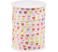 Ruban frisé pour cadeaux avec cœurs colorés 10mm x 250m pour la décoration et les cadeaux