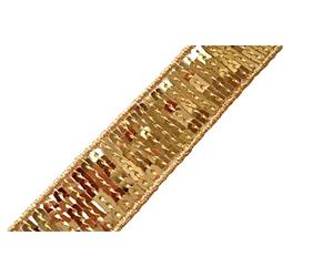 Ruban Galon Bande Paillettes Sequins DORÉ - Au Mètre - Largeur 24 mm - 6 Rangs de Sequins (doré)
