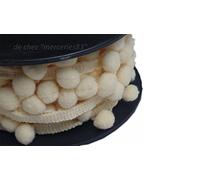 Ruban galon de Pompons 10 mm (plusieurs couleurs choix, multicolore) - Vendu au Mètre (écru)