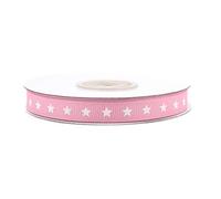 Ruban gros-grain 10 mm x 20 m avec étoiles Rose