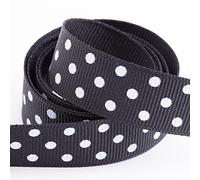 Ruban gros grain à pois 25 mm x 10 m - Noir