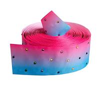 Ruban gros-grain arc-en-ciel dégradé à pois strass pour nœuds à cheveux, bandeau, emballage d'art, décoration de fête, tissu en coton marron