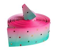 Ruban gros-grain arc-en-ciel dégradé à pois strass pour nœuds à cheveux, emballage cadeau, décoration de fête, tissu en coton marron
