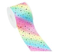 Ruban gros-grain en polyester avec strass arc-en-ciel | Arc-en-ciel 75 mm 5 yards Scénario d'utilisation : emballage cadeau en strass, mariage, bricolage, emballage.(Color14)