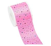 Ruban gros-grain en polyester avec strass arc-en-ciel | Arc-en-ciel 75 mm 5 yards Scénario d'utilisation : emballage cadeau en strass, mariage, bricolage, emballage.(Color12)