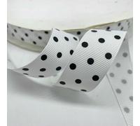 Ruban gros-grain imprimé à pois (15 mm et 25 mm) - 5 mètres - Décoration de mariage, emballage, nœuds pour cheveux, loisirs créatifs, accessoires de Noël - BD-25mm-Blanc-5 mètres