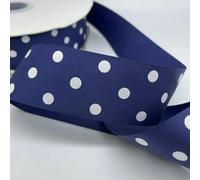 Ruban gros-grain imprimé à pois (15 mm et 25 mm) - 5 mètres - Décoration de mariage, emballage, nœuds pour cheveux, loisirs créatifs, accessoires de Noël - BD-38 mm - Bleu - 5 mètres