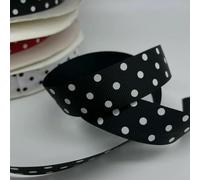 Ruban gros-grain imprimé à pois (15 mm et 25 mm) - 5 mètres - Décoration de mariage, emballage, nœuds pour cheveux, loisirs créatifs, accessoires de Noël - Noir - BD-25mm - 5 mètres