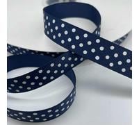 Ruban gros-grain imprimé à pois (15 mm et 25 mm) - 5 mètres - Décoration de mariage, emballage, nœuds pour cheveux, loisirs créatifs, accessoires de Noël - BD-15mm-Bleu-5 mètres