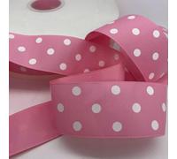 Ruban gros-grain imprimé à pois (15 mm et 25 mm) - 5 mètres - Décoration de mariage, emballage, nœuds pour cheveux, loisirs créatifs, accessoires de Noël - BD-38 mm - Rose - 5 mètres