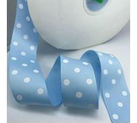 Ruban gros-grain imprimé à pois (15 mm et 25 mm) - 5 mètres - Décoration de mariage, emballage, nœuds pour cheveux, loisirs créatifs, accessoires de Noël - BD-38mm-Bleu clair - 5 mètres