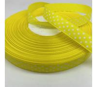 Ruban gros-grain imprimé à pois de 5 mètres (15 mm et 25 mm) - Décoration de mariage, emballage, nœuds pour cheveux, loisirs créatifs, accessoires de Noël - BD-15mm-Jaune-5 mètres