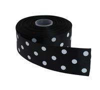 Ruban gros-grain pois DXEUD, 25 m tres par rouleau, 100 % polyester (1/1-2"" noir)