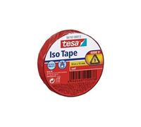 tesa Ruban adhésif isolant 56192-13-02 – Ignifuge, 10 m x 15 mm, Rouge, jusqu'à 6000 V
