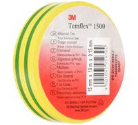 Ruban isolant Temflex 1500 3M TEMFLEX150015X10GY vert, jaune (L x l) 10 m x 15 mm résine caoutchouc 1 pc(s)