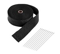 Ruban Isolant Thermique 2000 ° pour Moto, 15m*50mm Ruban échappement Bande Isolant Thermique Avec 10 attaches de câble en Acier Inoxydable