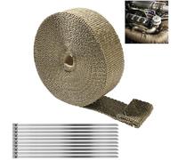 Ruban Isolant Thermique, 5M Ruban Isolant Thermique Moto, Bande Thermique Echappement, avec 10 Attaches de Câble en Acier Inoxydable, Ruban de Protection Thermique, pour Collecteurs D'échappemen