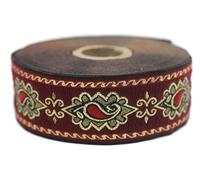 Ruban Jacquard Bordeaux Vienna Nocturne - Galon Tissé Orné de Motifs Floraux | 3,5 cm x 10 m | Ruban Décoratif pour Couture, Rideaux, Costumes, DIY, Accessoires 35907-V2