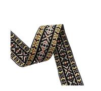 Ruban Jacquard tissé en Sangle de 10 mètres, Motif à Franges géométriques for Accessoires vêtement, Largeur 3,6-4 cm pour Sac à Dos(Yellow)