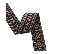 Ruban Jacquard tissé en Sangle de 10 mètres, Motif à Franges géométriques for Accessoires vêtement, Largeur 3,6-4 cm pour Sac à Dos(Purple Orange)