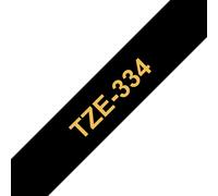 Ruban laminé Brother TZe-334 / TZE334, doré sur noir, 12 mm x 8 m