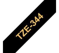 Ruban laminé Brother TZe-344 / TZE344, doré sur noir, 18 mm x 8 m