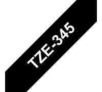 Ruban laminé Brother TZe-345 / TZE345, blanc sur noir, 18 mm x 8 m