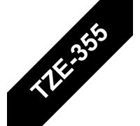 Ruban laminé Brother TZe-355 / TZE355, blanc sur noir, 24 mm x 8 m