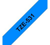 Ruban laminé Brother TZe-531 / TZE531, noir sur bleu, 12 mm x 8 m