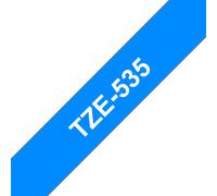 Ruban laminé Brother TZe-535 / TZE535, blanc sur bleu, 12 mm x 8 m