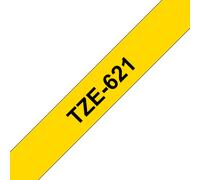 Ruban laminé Brother TZe-621 / TZE621, noir sur jaune, 9 mm x 8 m