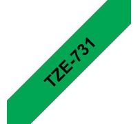 Ruban laminé Brother TZe-731 / TZE731, noir sur vert, 12 mm x 8 m