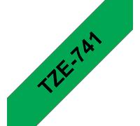 Ruban laminé Brother TZe-741 / TZE741, noir sur vert, 18 mm x 8 m