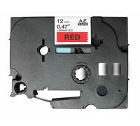 Ruban laminé compatible Brother Tze-431 - 12 mm x 8 mètres noir/rouge