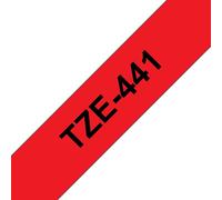 Ruban laminé compatible Brother Tze-441 - 18 mm x 8 mètres noir/rouge