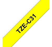 Ruban laminé fluorescent Brother TZe-C31 / TZEC31, noir sur jaune fluo, 12 mm x 5 m