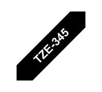 Ruban laminé standard BROTHER Blanc/Noir 18mm TZE-345